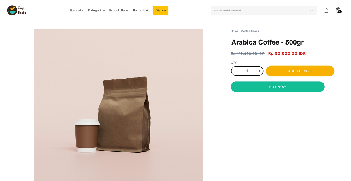 Arabica Coffee product page example